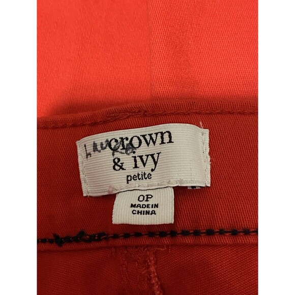 crown and ivy Women Petite Pants Size 0P Red Stretch - Picture 3 of 3